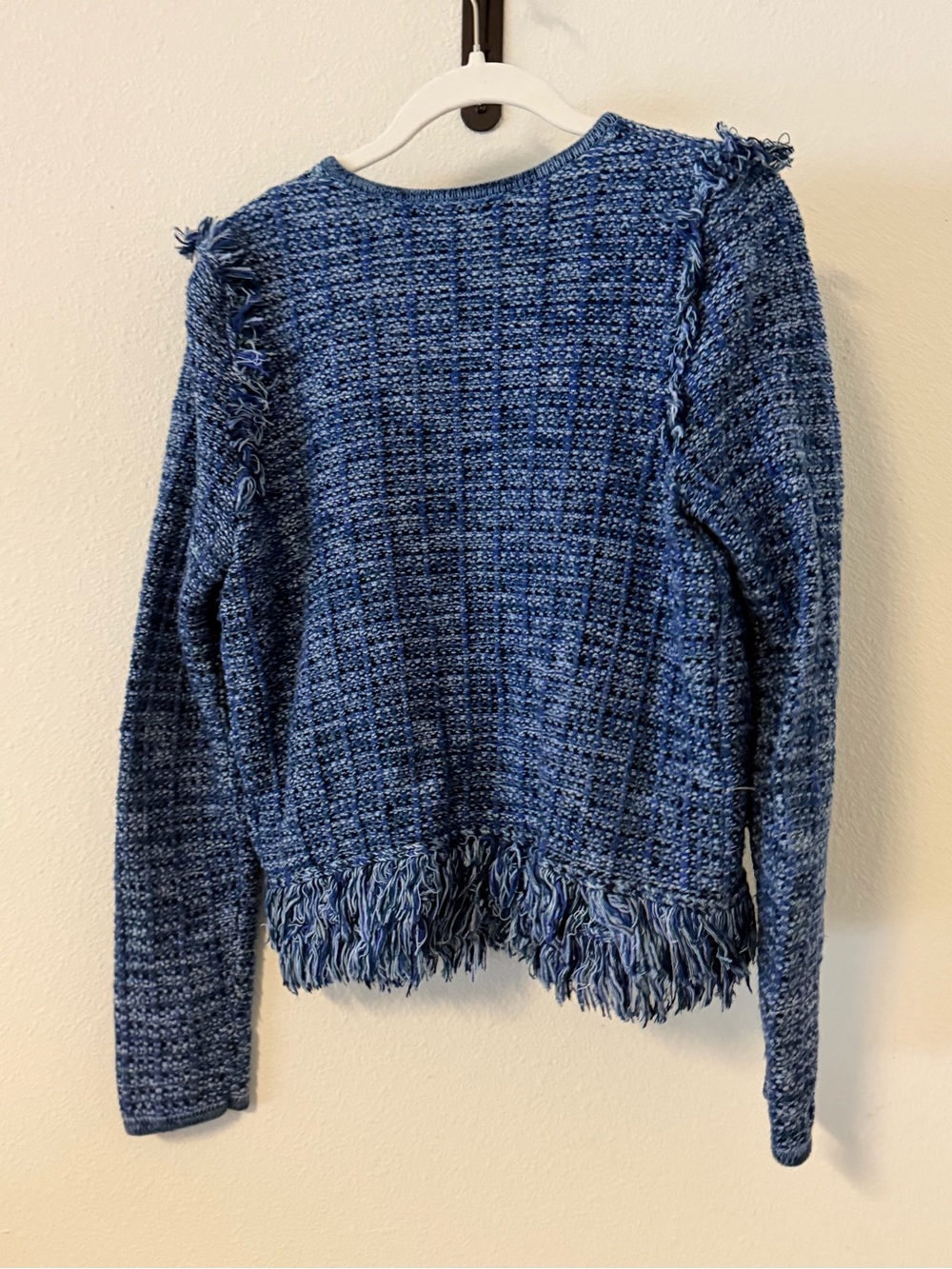Lilly Pulitzer Simora Fringe Tweed Cardigan - Blue - Picture 9 of 11